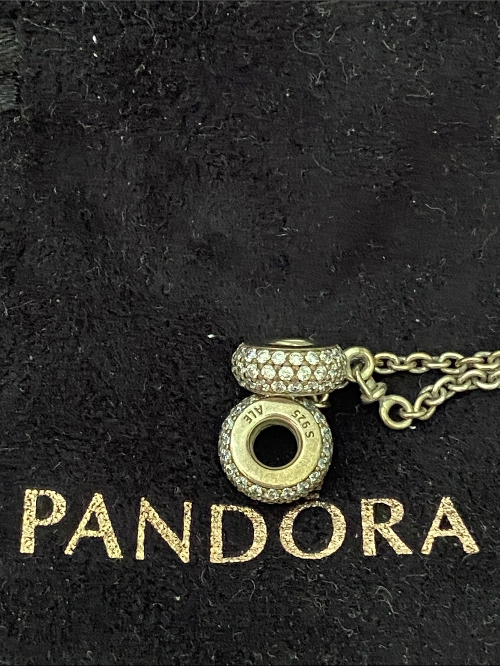 Pandora Pavé Spacer Safety chain with Clear Crystals